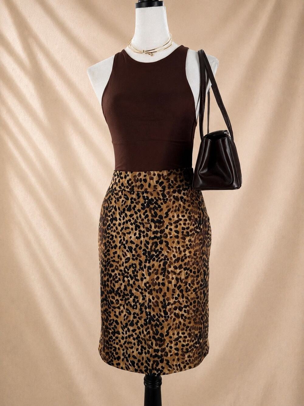 Adrienne Vittadini Leopard Print Pencil Skirt Size 4 Y2K